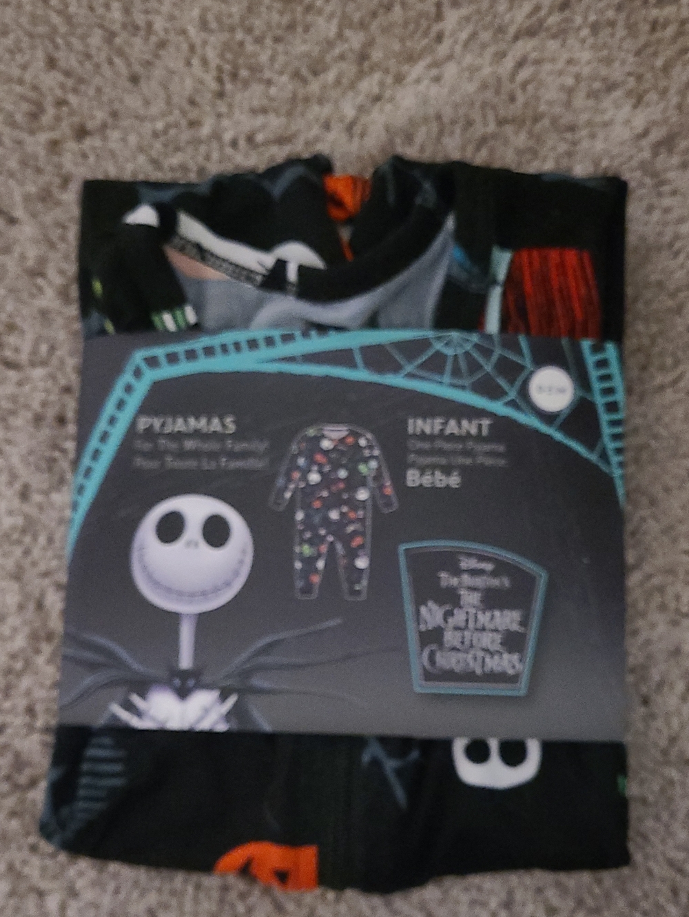 Disney Infant Footed Pajamas - Black with Orange and White Accents
